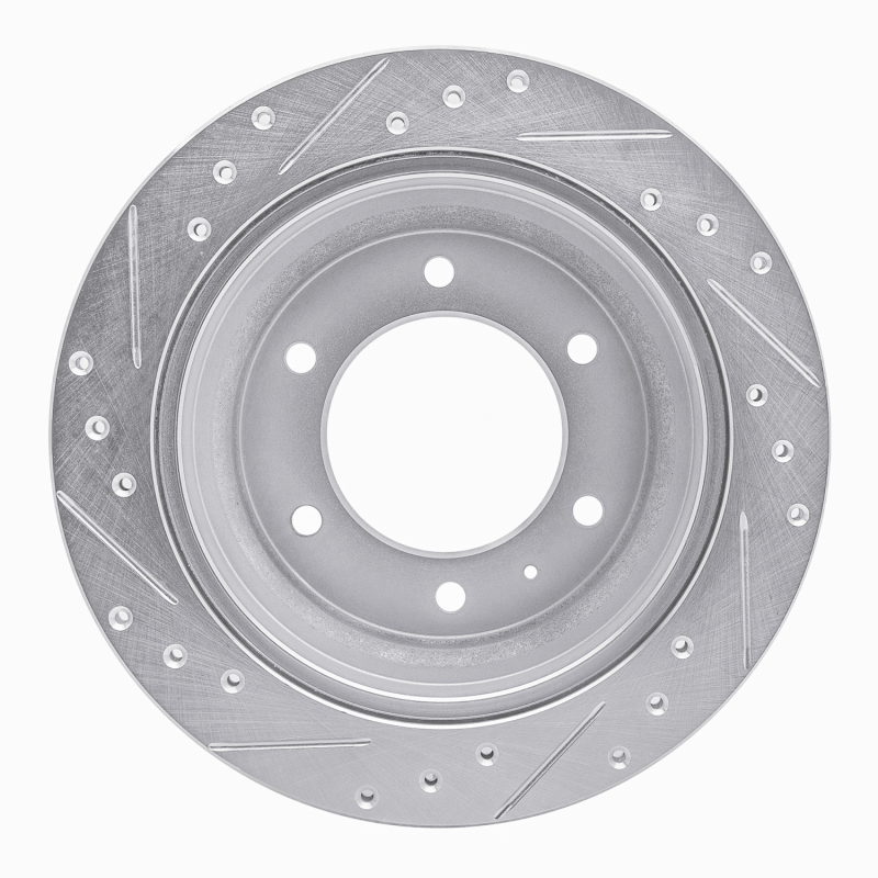 Acura SLX Brake Rotor (1) - Rear Right - R1 Concepts - Drilled & Slotted - Silver - `92-`04